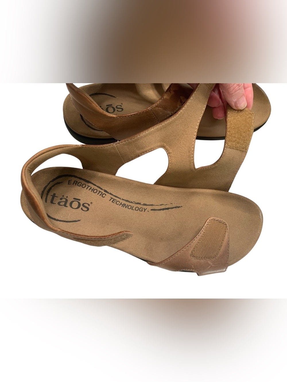 Taos Serene Carmel Leather Hook/Loop Sandals Sz 10 - Picture 9 of 9